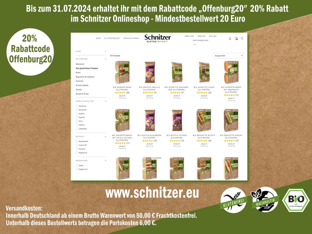 Rabattcode - Schnitzer - Glutenfreiheit