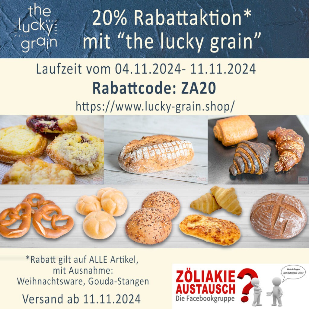 20 % Aktion mit the lucky grain - glutenfreie Backwaren