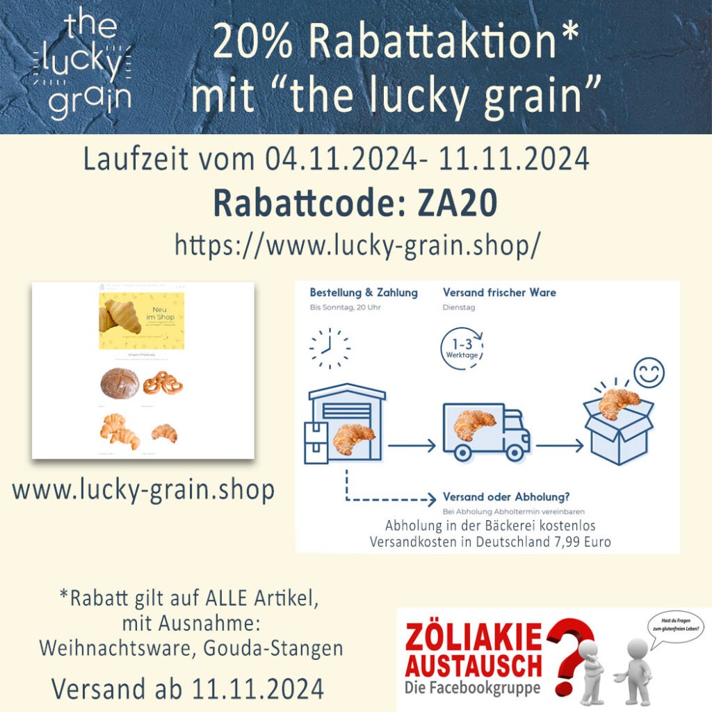 20 % Aktion mit the lucky grain - glutenfreie Backwaren