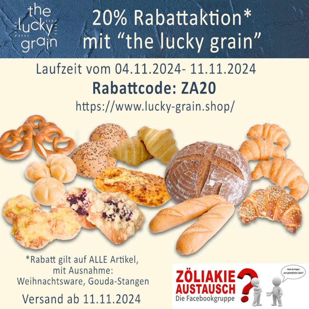 20 % Aktion mit the lucky grain - glutenfreie Backwaren